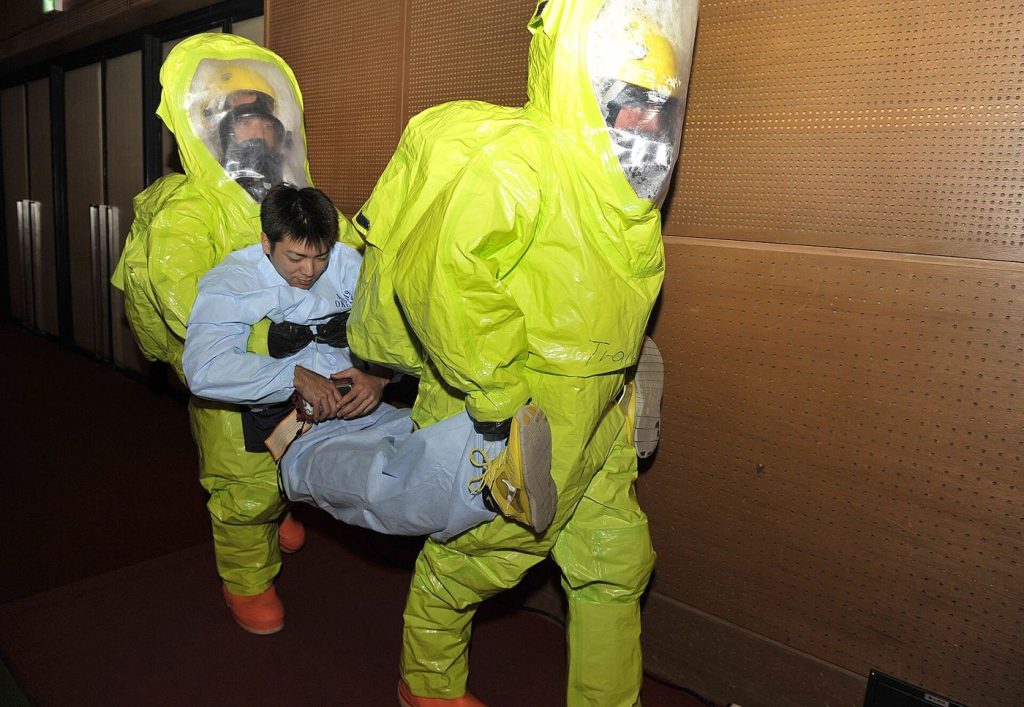 emergency crews during training exercise