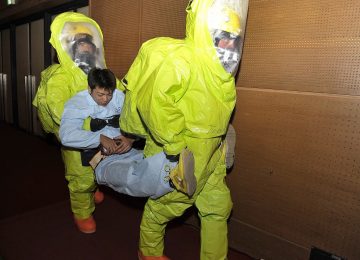 emergency crews during training exercise
