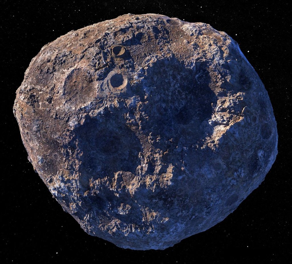 asteroid tumbling against a star field