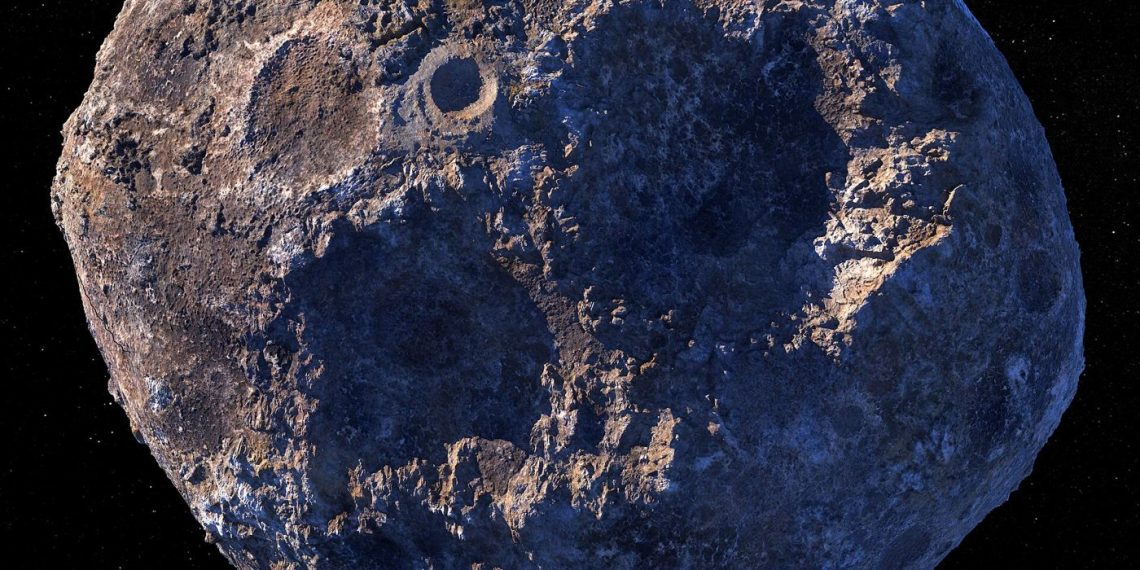 asteroid tumbling against a star field