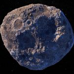 asteroid tumbling against a star field
